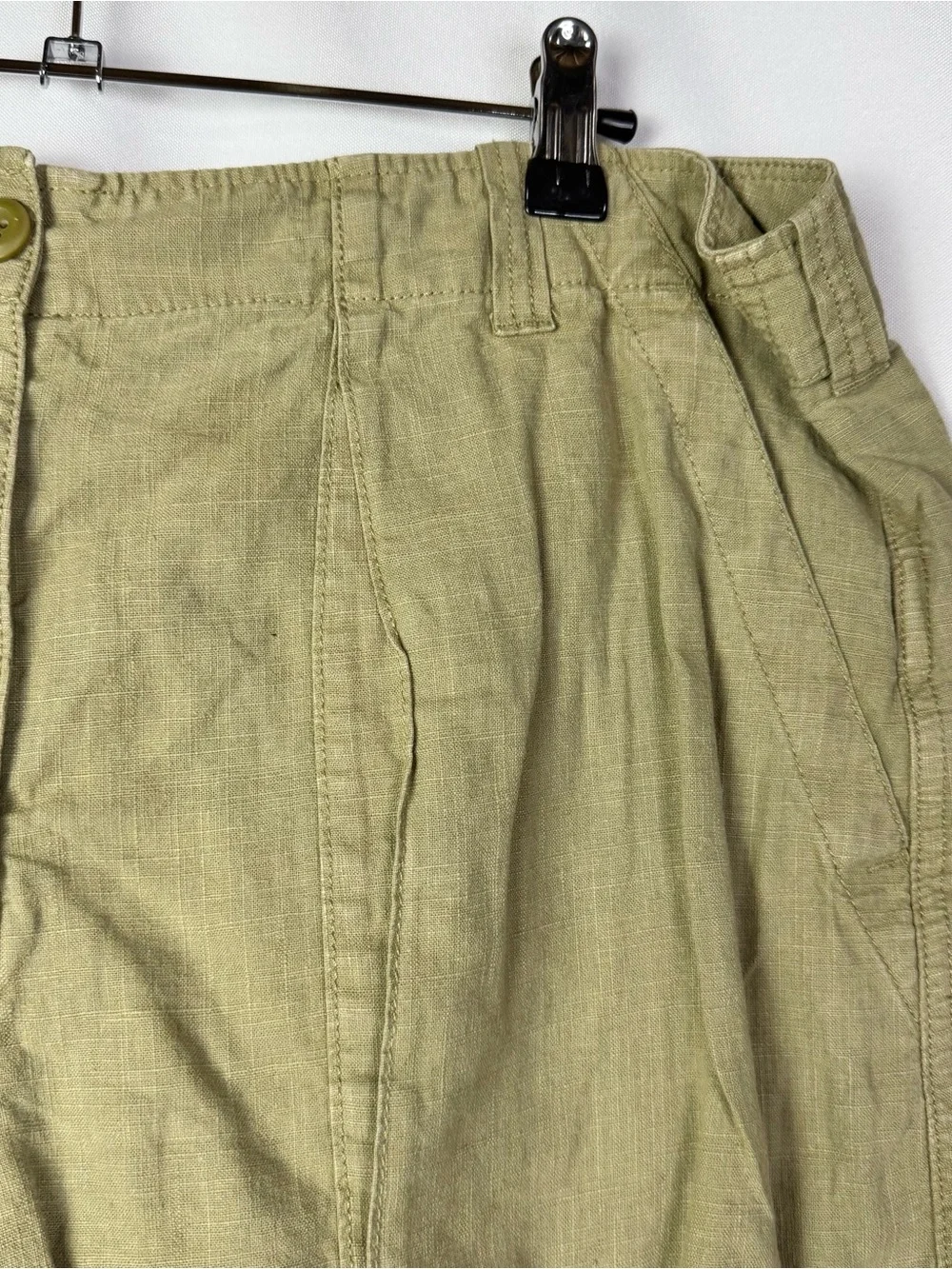 J. Crew Seaside Cargo Brown Green Utility Linen Blend Shorts 14
